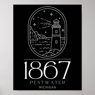 Póster Pentwater Michigan Michigander Estado Mi Viaje Boa