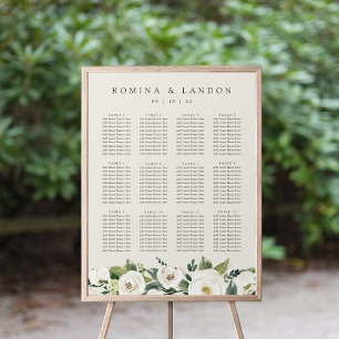 Póster Peonía blanca   Tabla de asientos de Bodas florale