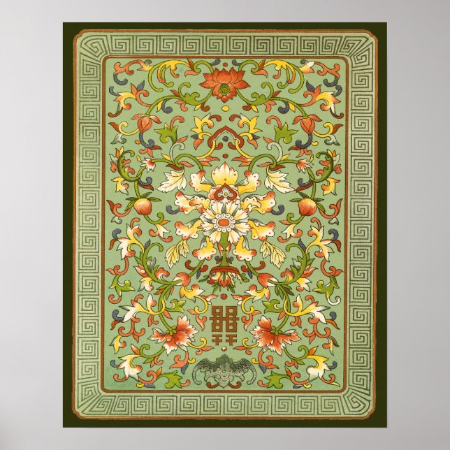 Póster Peonía floral china se desplaza por Jade (Frente)