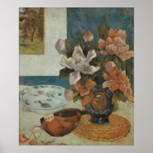 Póster Peonías chinas y mandolina de Paul Gauguin