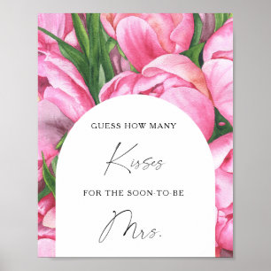 Póster Peonías - Cuántos besos juego de la ducha de novia