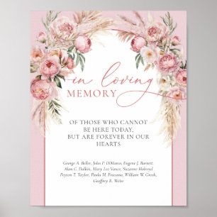 Póster peonías rosadas rusticas Rubor pampas En la memori