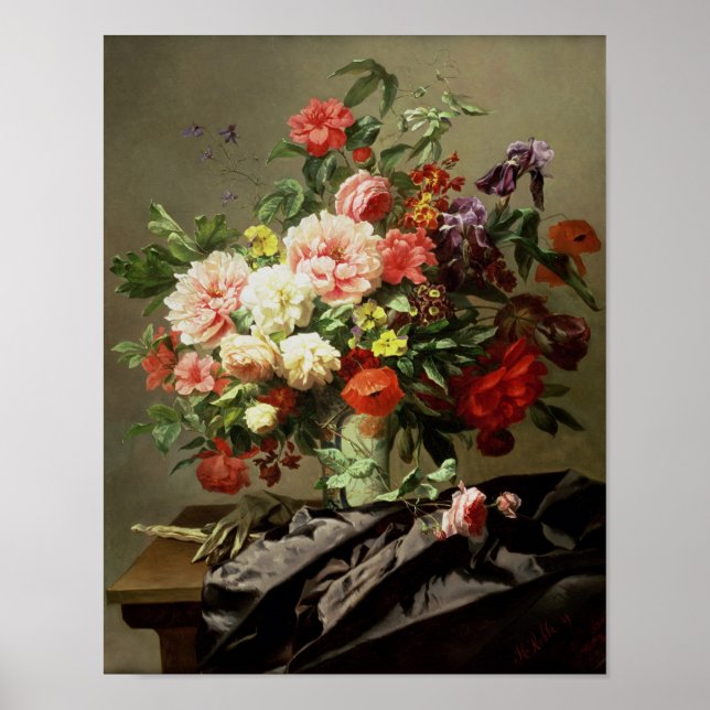 Póster Peonies, Coppies y Rosas, 1849 (Frente)