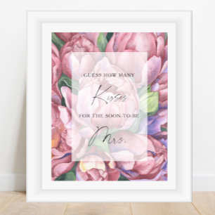 Póster Peonies - Cuántos besos juego de baby shower nupci