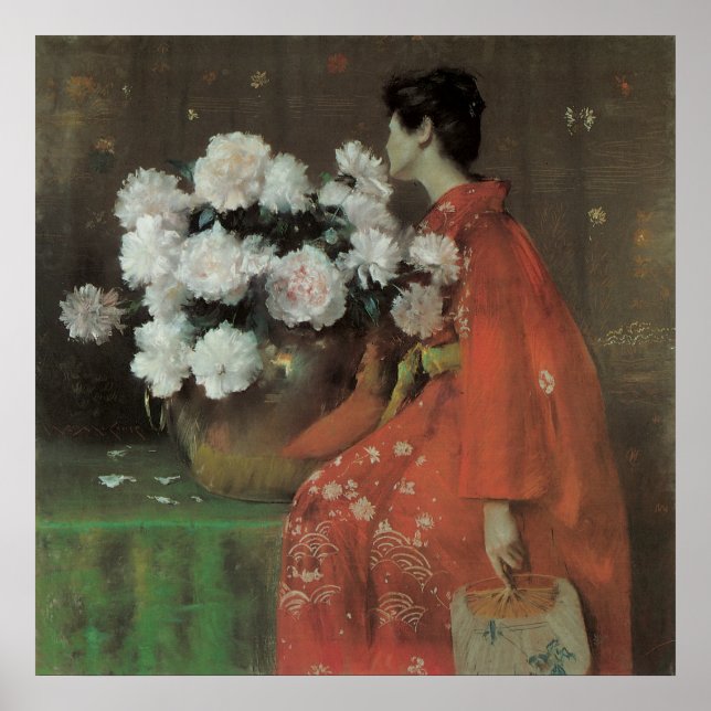 Póster Peonies de William Merritt Chase, Bella Artes de V (Frente)