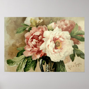 Póster Peonies del vintage