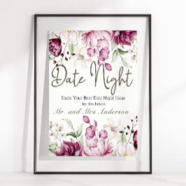 Póster Peonies Pink Burgundy Floral Date Night