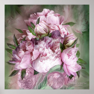 Póster Peonies rosados en el florero del Peony -