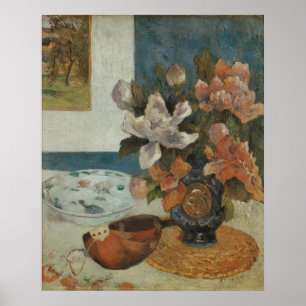 Póster Peonies y mandolina chinos de Paul Gauguin