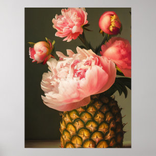 Póster Peonies y piña