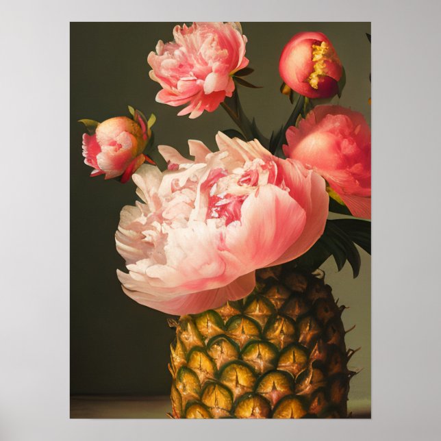 Póster Peonies y piña (Frente)