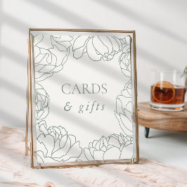 Póster Peony Garden Dusty Sage Green Floral Cards & Gifts
