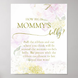Póster Peony Hydrangea Baby Shower Big Mommy Belly