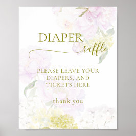 Póster Peony Hydrangea Pastel Baby Shower Diaper Raffle