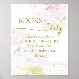 Póster Peony Hydrangea Pastel Baby Shower Libros Para Beb