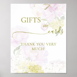 Póster Peony Hydrangea Pastel Baby Shower Regalos y Tarje