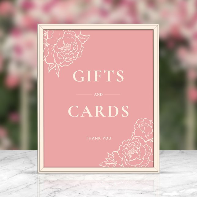 Póster Peony Line Art Gifts & Cards Rótulo (Rosa) (Subido por el creador)