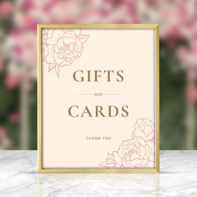 Póster Peony Line Art Gifts & Cards Rótulo (Rosa) (Subido por el creador)