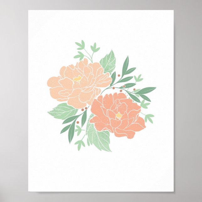 Póster Peony Peonies Floral Boho Flower Print  (Frente)