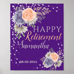 Póster Peony Rosa Floral Retirement Purple