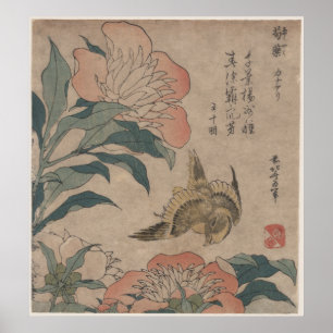 Póster Peony y Canario de Katsushika Hokusai