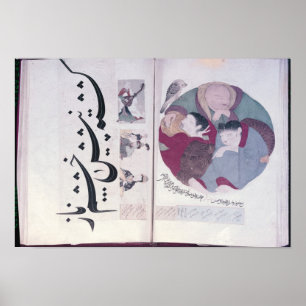 Póster People sleeping and calligraphy