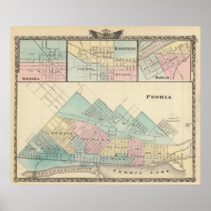 Póster Peoria, Oneida, Knoxville y Dallas