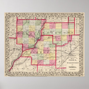 Póster Peoria, Woodford, condados de Tazewell