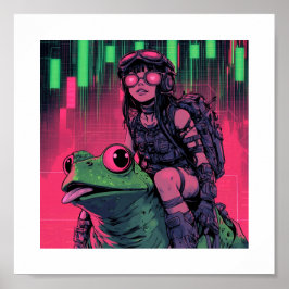 Póster Pepecoin Waifu Poster Frog Rider Edition