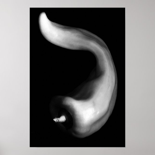 Póster Pepper curvada cierra fotografías en blanco y negr (Frente)