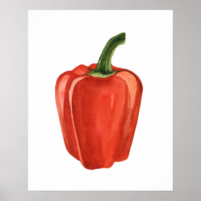 Póster Pepper de Campana Roja Orgánica de Agua (Frente)