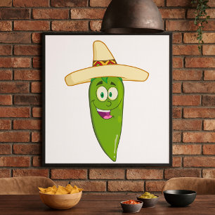 Póster Pepper de chile verde sonriente