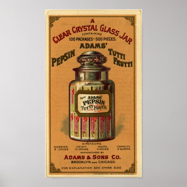 Póster Pepsin Tutti Frutti Gum-1897 (Frente)