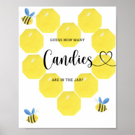 Póster Pequeña abeja adivina cuántos dulces