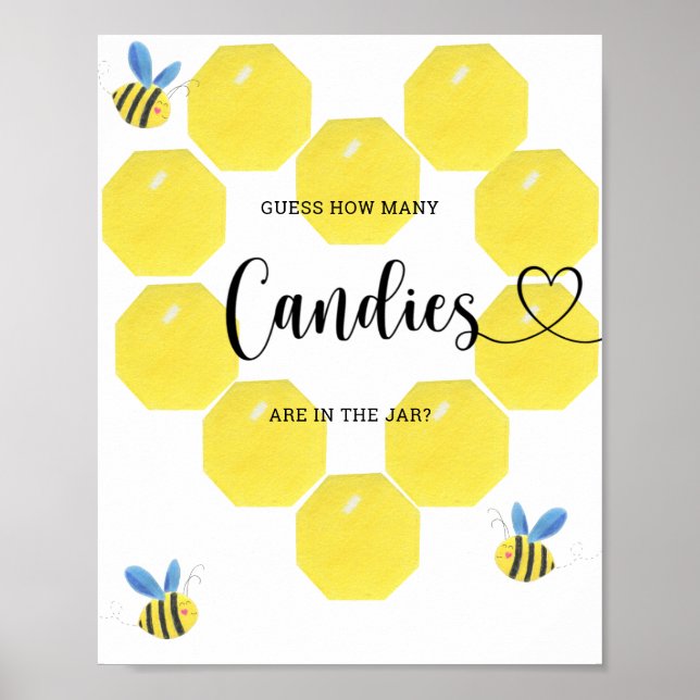 Póster Pequeña abeja adivina cuántos dulces (Frente)