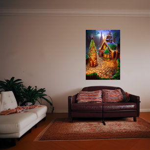 Póster Pequeña aldea boscosa de pan de jengibre   Poster 