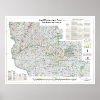 Póster Pequeña | Áreas De Mgt Terrestres En El Mapa Del S