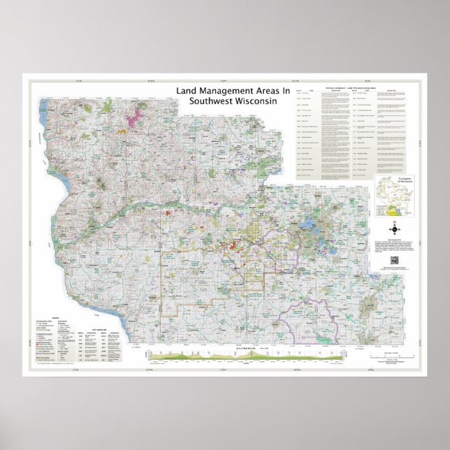 Póster Pequeña | Áreas De Mgt Terrestres En El Mapa Del S (Frente)