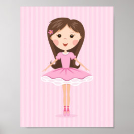 Póster Pequeña bailarina personalizado chica en tutu rosa