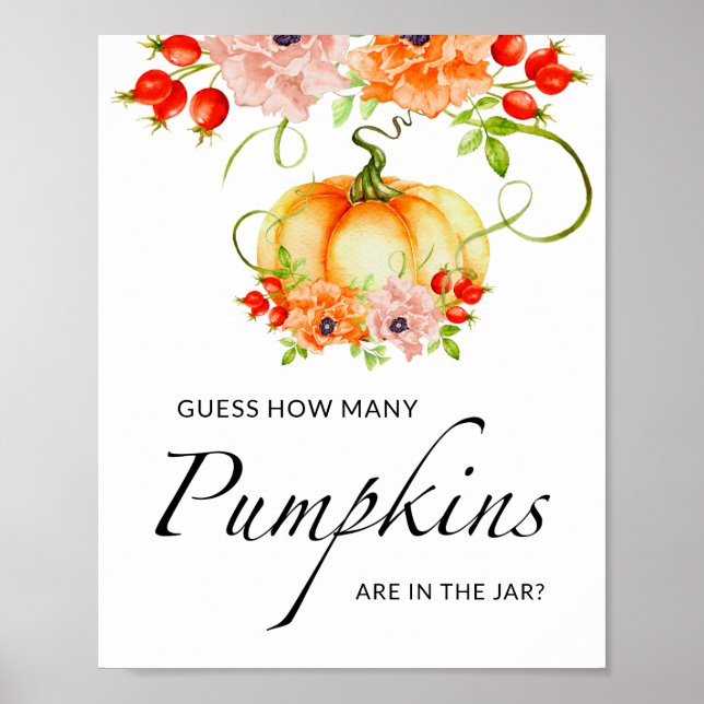 Póster Pequeña calabaza adivina con florituras cuántas ca (Frente)