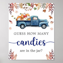 Póster Pequeña Calabaza Baby Shower Adivinar Juego Rótulo