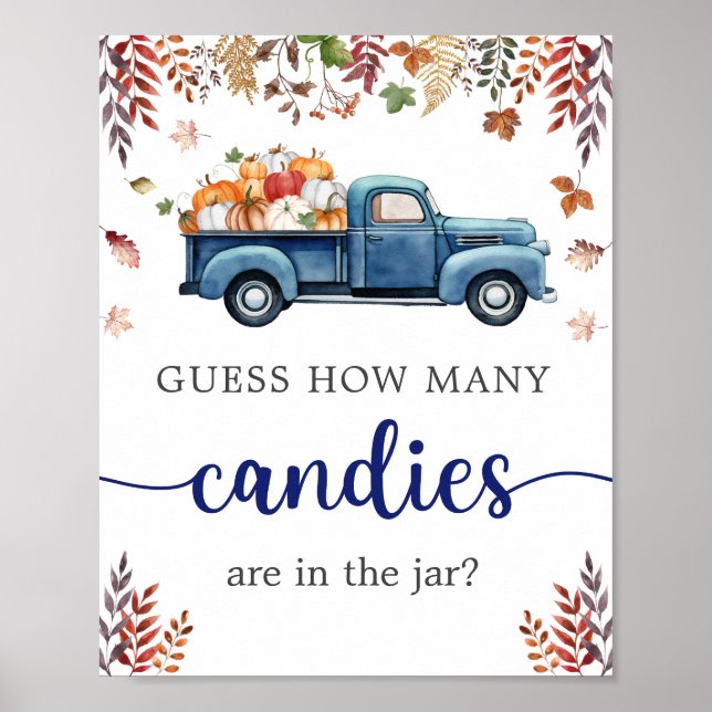 Póster Pequeña Calabaza Baby Shower Adivinar Juego Rótulo (Frente)