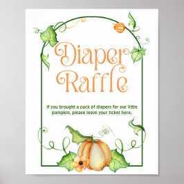 Póster Pequeña Calabaza Baby Shower Diaper Raffle Juego R