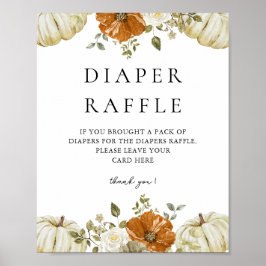 Póster Pequeña calabaza Baby Shower Dipaer Raffle Rótulo