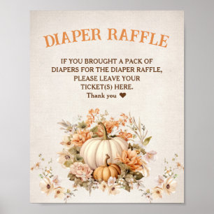 Póster Pequeña Calabaza Cae Baby Shower Diaper Raffle Rót