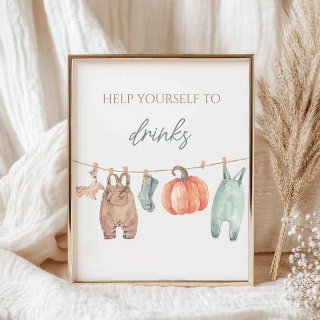 Póster Pequeña Calabaza Cae Ropa de Chico Bebe Baby Showe (Subido por el creador)