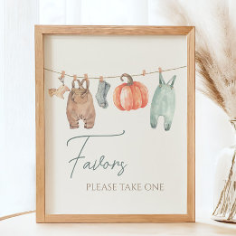 Póster Pequeña Calabaza Cae Ropa Niño Favor Baby Shower