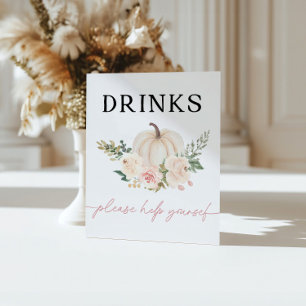 Póster Pequeña Calabaza Convirtiendo una bebida en Rótulo