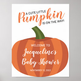 Póster Pequeña Calabaza En Camino Cae Bienvenida Baby Sho