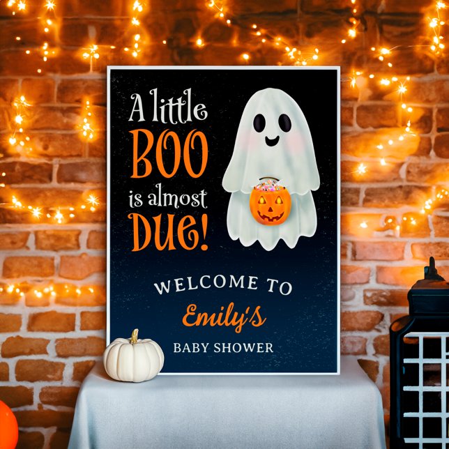 Póster Pequeña calabaza fantasma Ducha de bebé Halloween (Little boo ghost pumpkin Halloween baby shower Poster)